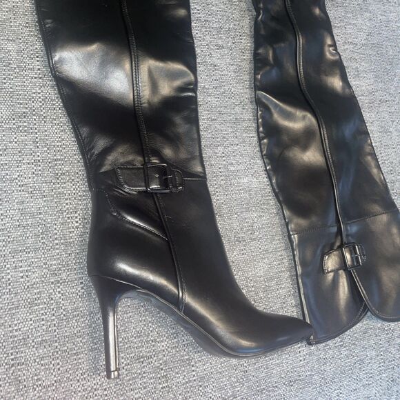 Nine West Boots Womens 6.5 Black Over The Knee Zip Up Witchy‎ Goth Whimsigoth - Picture 3 of 8